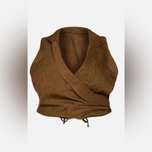 Plus size Khaki Lightweight Wrap Blouse